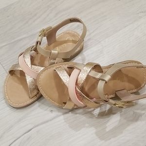 Girls' Pink & Gold Sparkle Strappy Sandals, Size 9
